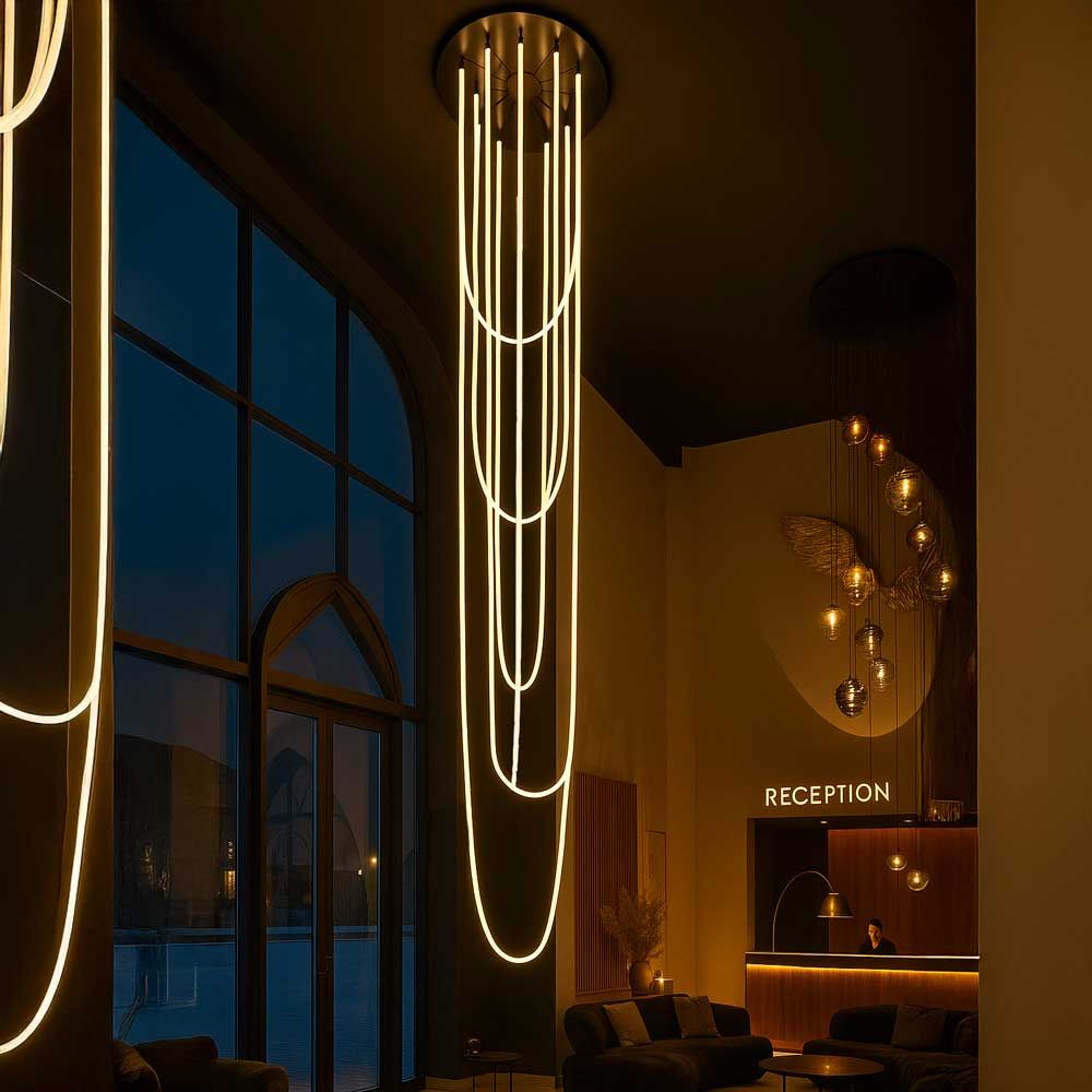 s.luce Arion organique Lampe de galerie LED XXL Tuyau blanc chaud