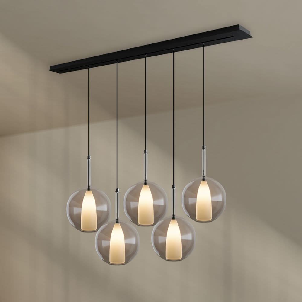 s.luce Belluna Lampe à suspendre de table à manger 5 flammes 160cm baldaquin