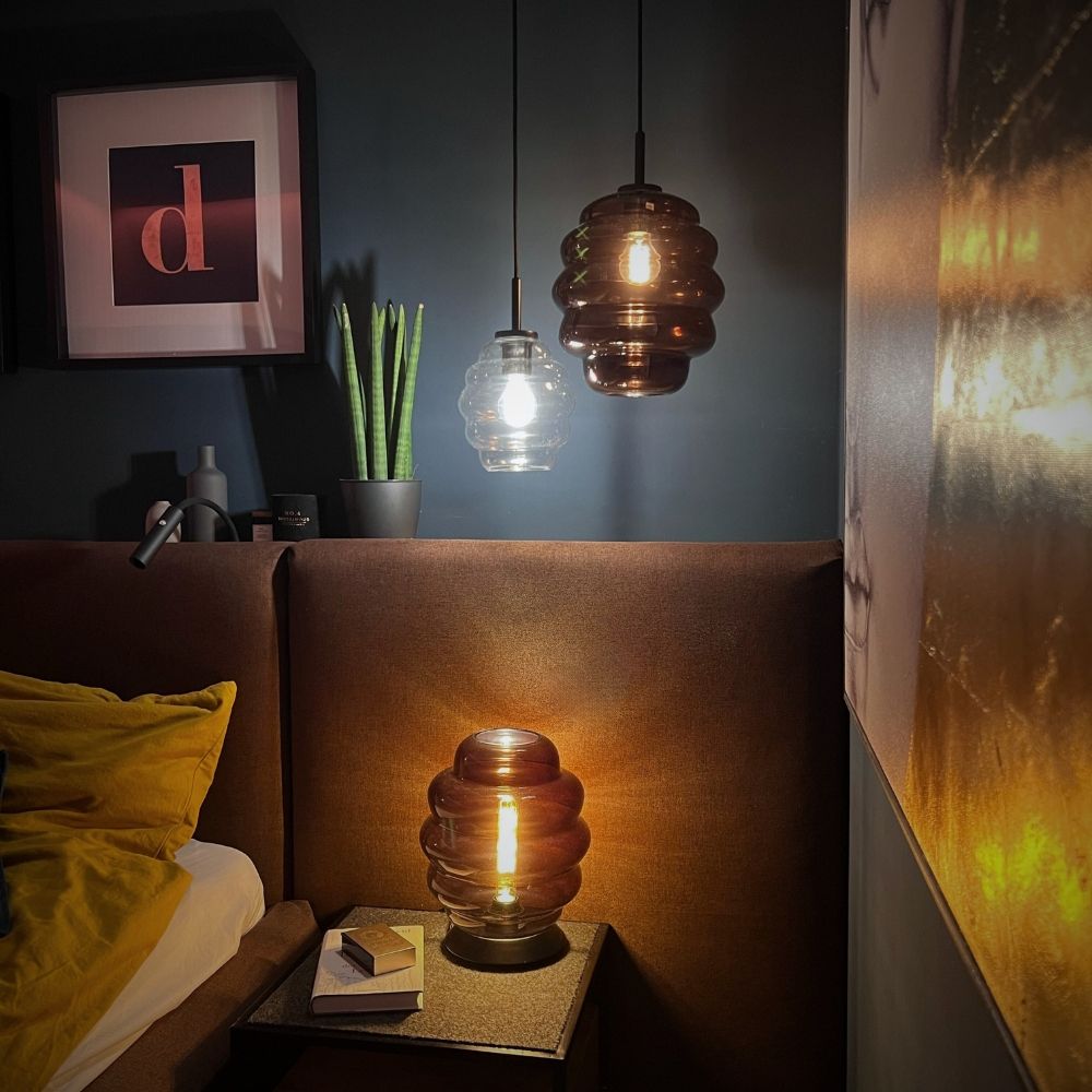 s.luce Echos lampe de table en verre E27 avec interrupteur