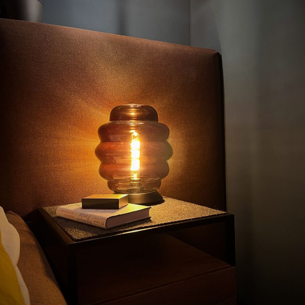 s.luce Echos lampe de table en verre E27 avec interrupteur
