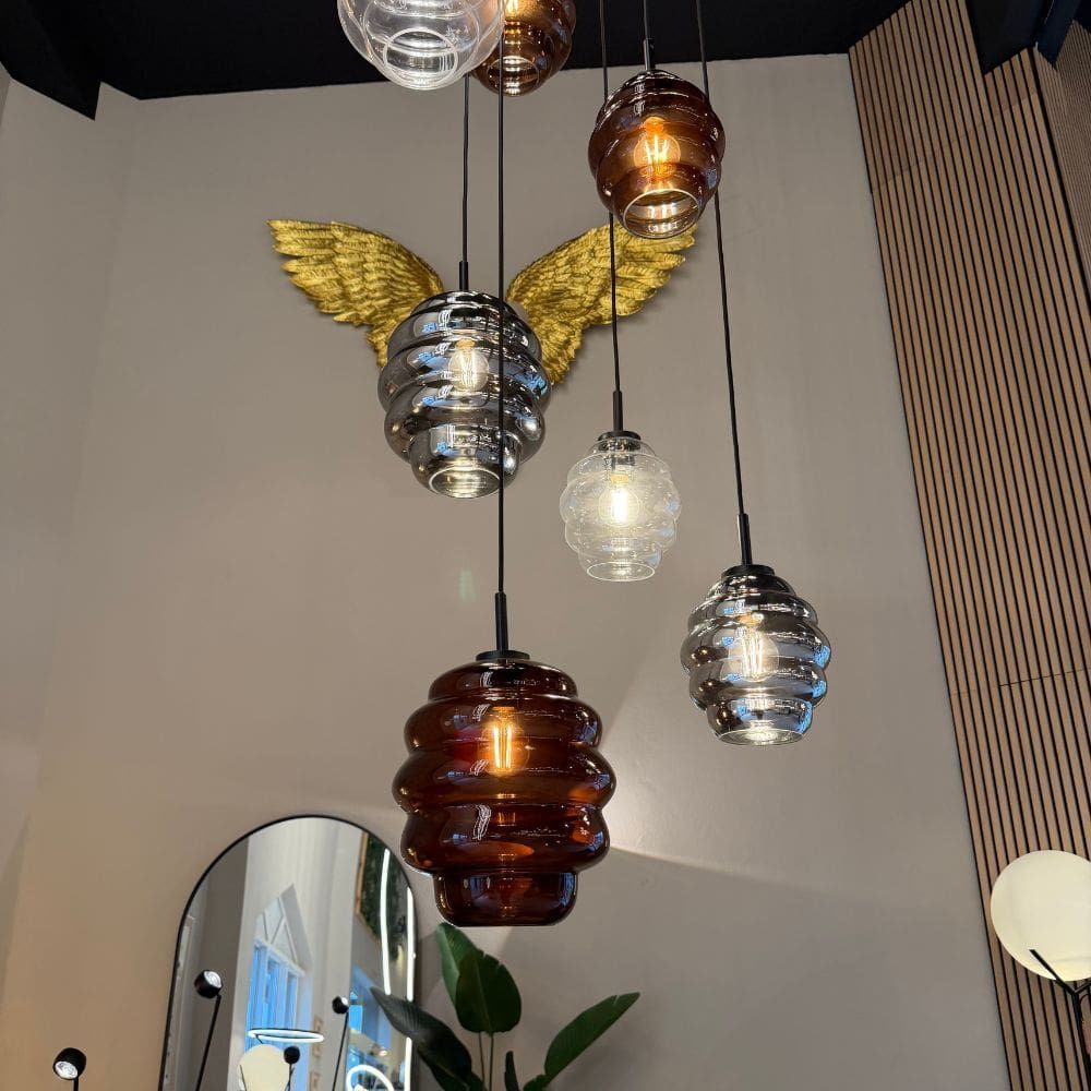 s.luce Echos Lampe à suspendre en verre Suspension 150cm Noir