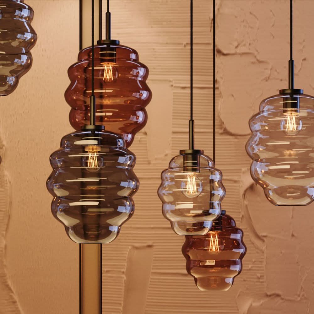 s.luce Echos Lampe à suspendre en verre Suspension 150cm Noir