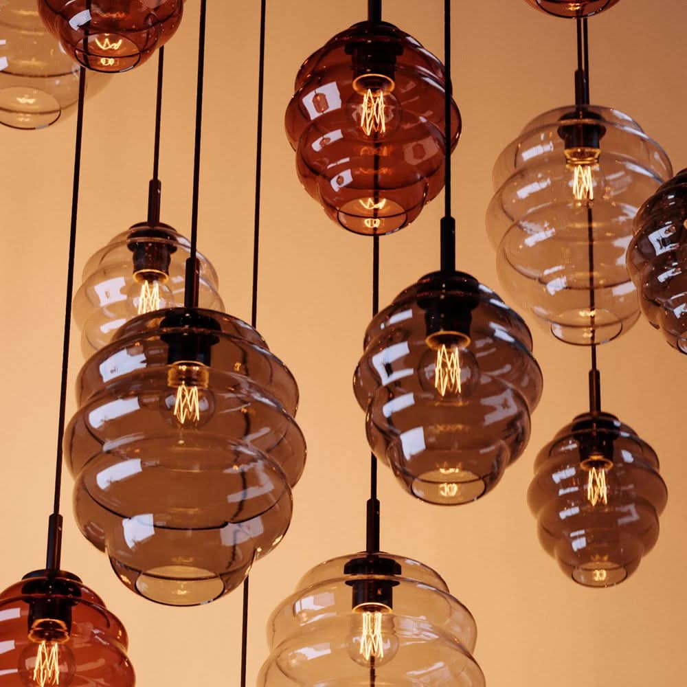 s.luce Echos Lampe à suspendre en verre Suspension 150cm Noir