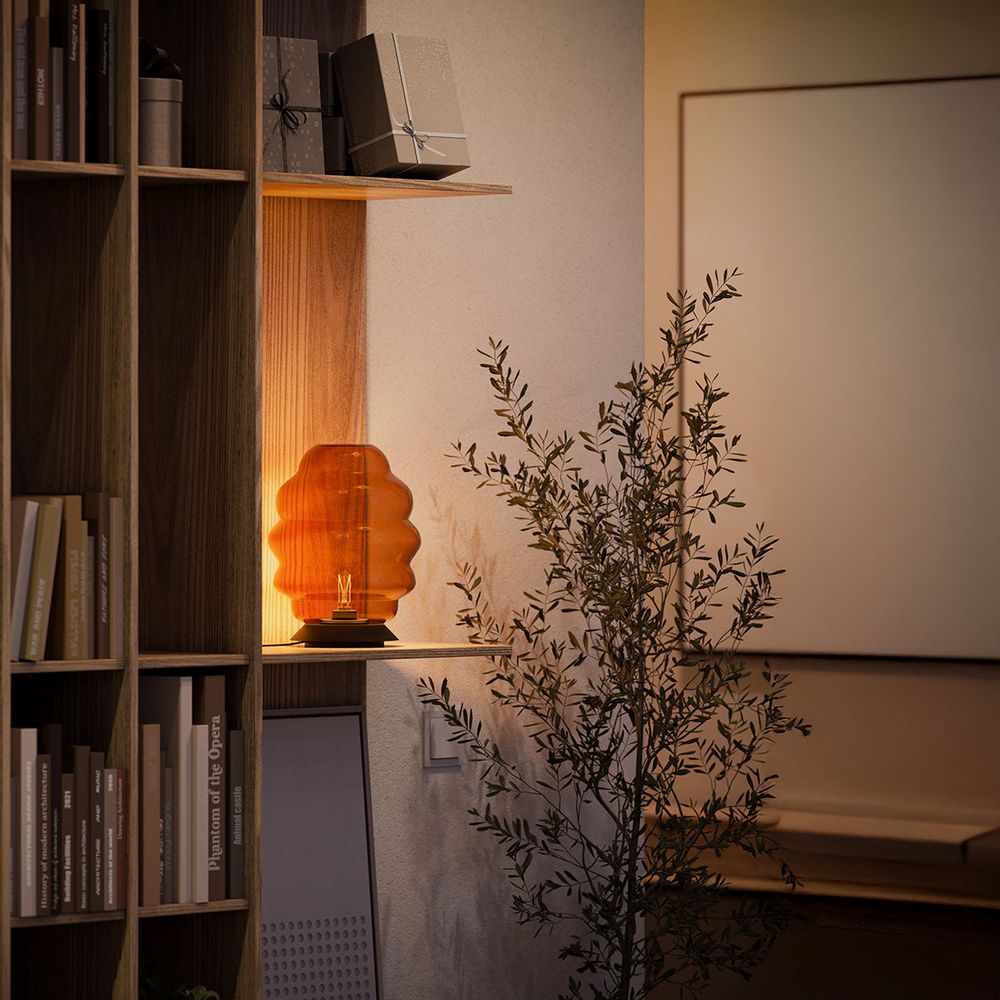 s.luce Echos lampe de table en verre E27 avec interrupteur