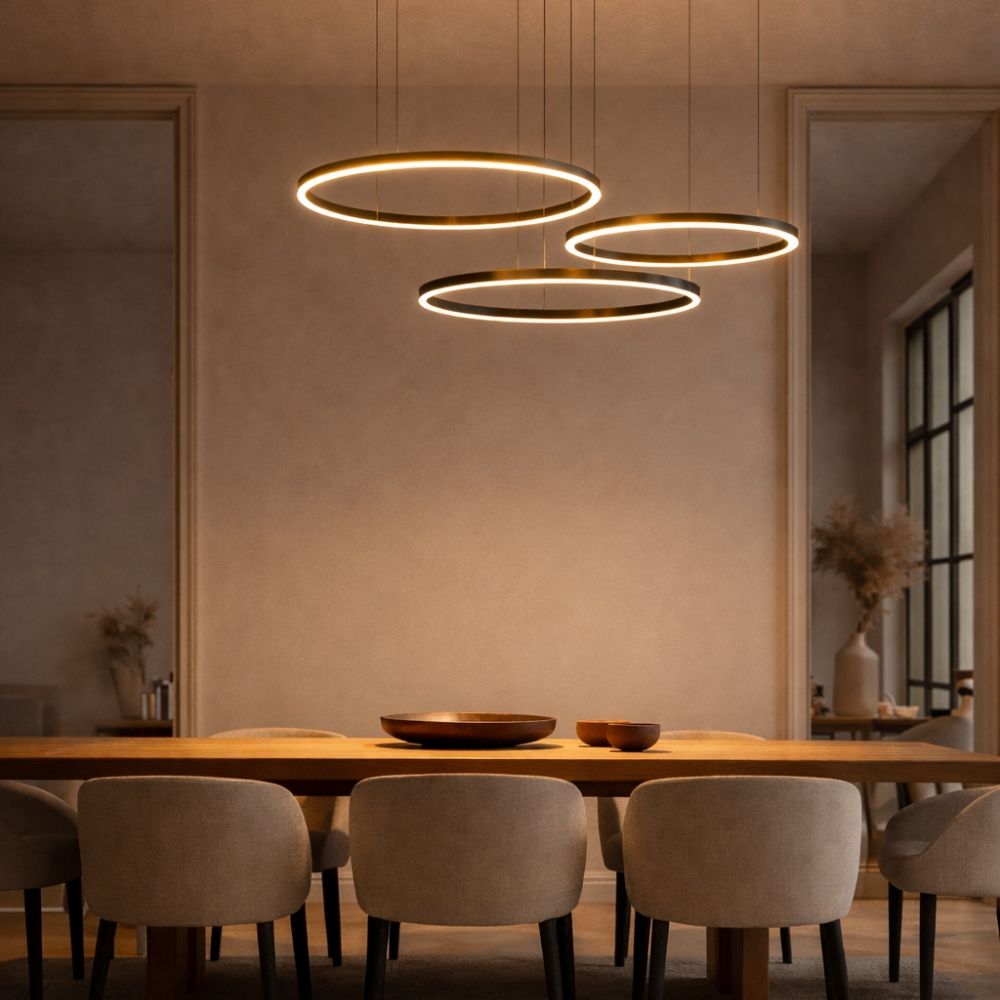 s.luce LED Ring Suspension 3-flamme Excentrique