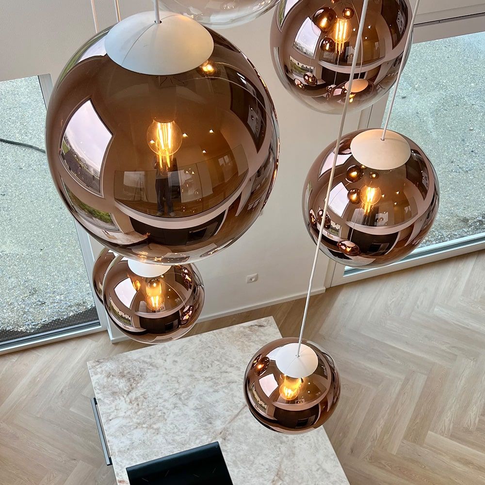 s.luce Orb Boule en verre Lampe de galerie Suspension 500cm Blanc