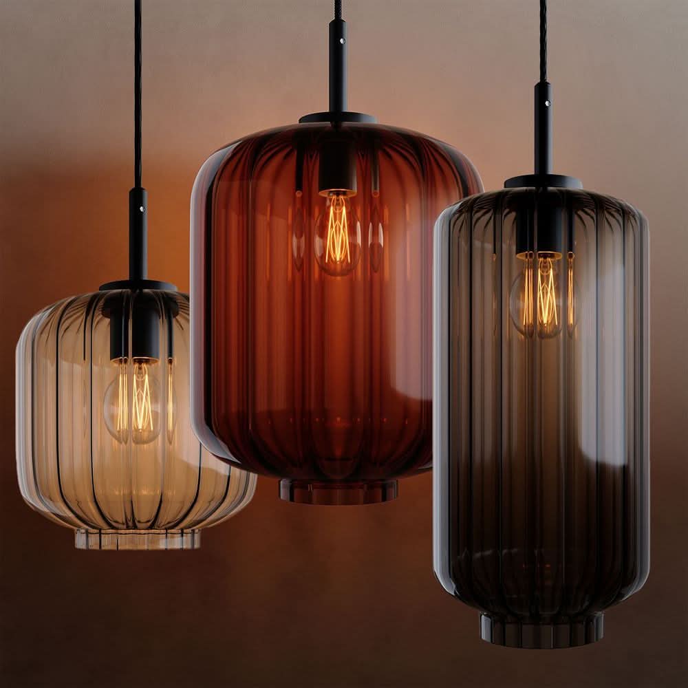 s.luce Velo Lampe suspendue de table à manger 3 flammes 120cm Ø 18/20/25cm