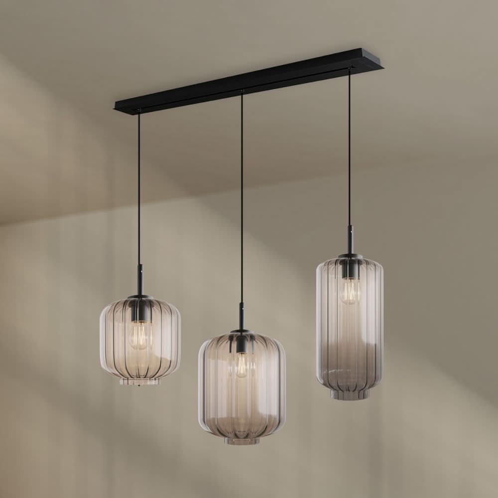 s.luce Velo Lampe suspendue de table à manger 3 flammes 120cm Ø 18/20/25cm