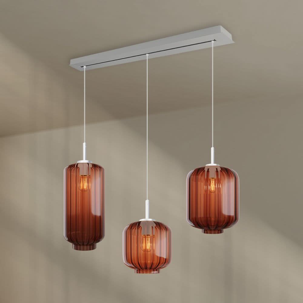 s.luce Velo Lampe suspendue de table à manger 3 flammes 120cm Ø 18/20/25cm