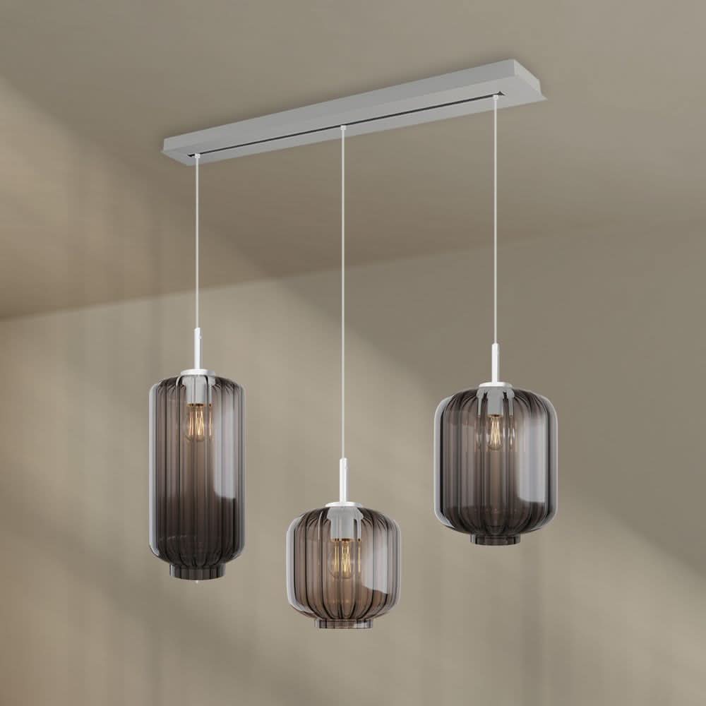 s.luce Velo Lampe suspendue de table à manger 3 flammes 120cm Ø 18/20/25cm