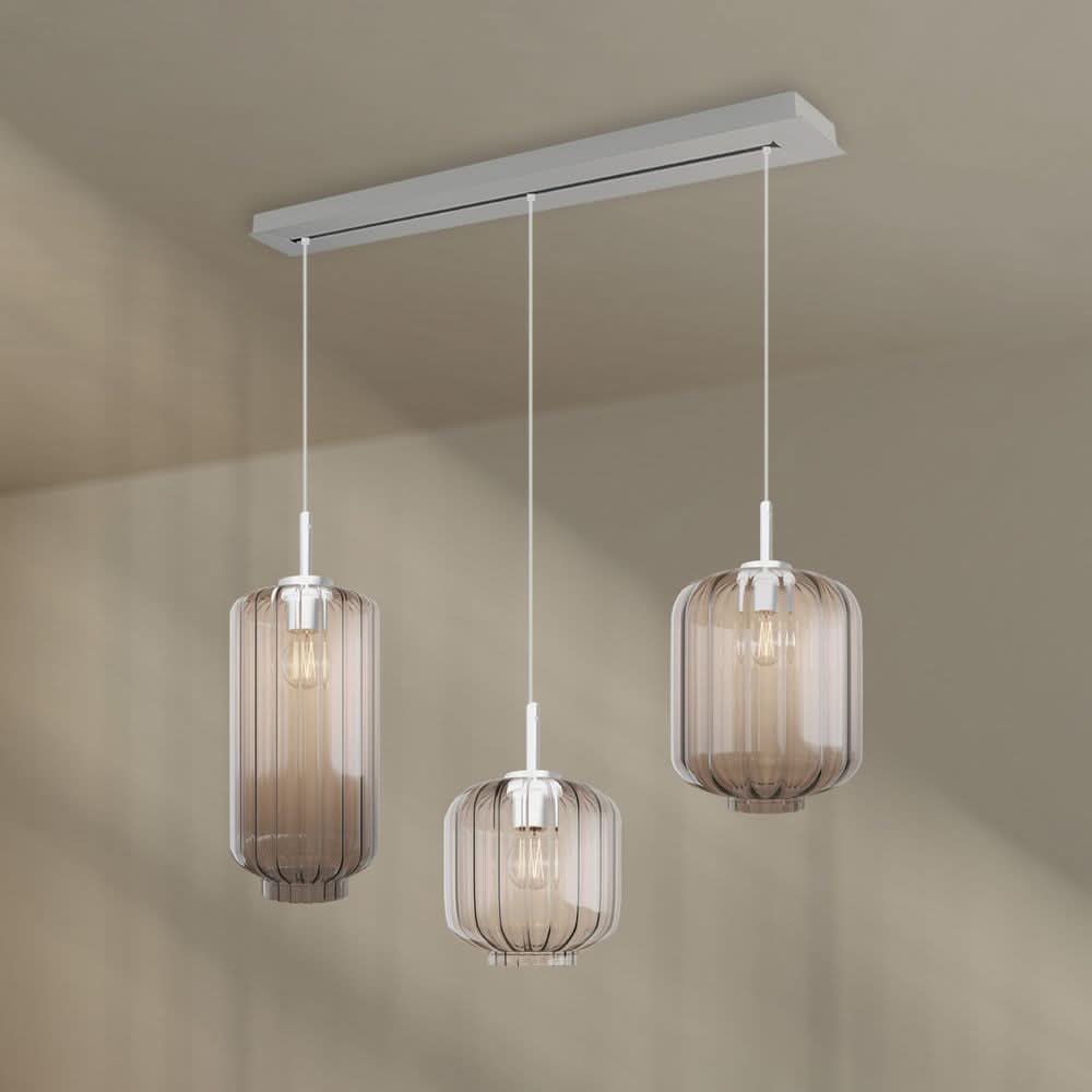 s.luce Velo Lampe suspendue de table à manger 3 flammes 120cm Ø 18/20/25cm