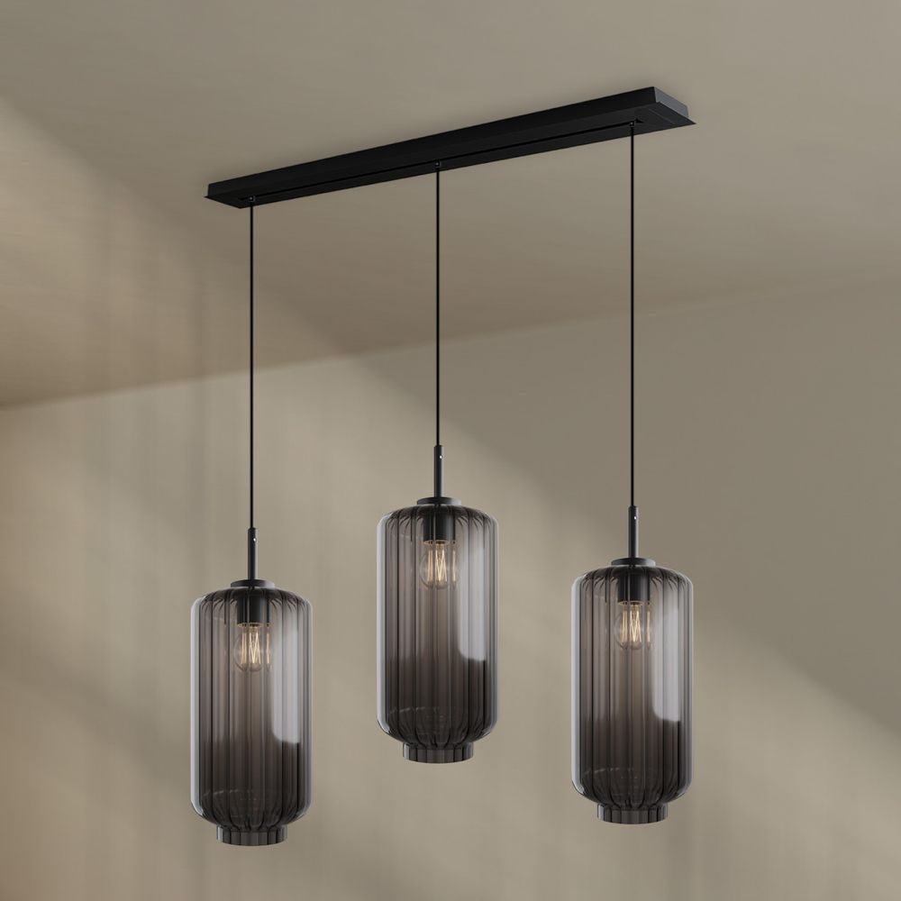 s.luce Velo Lampe suspendue de table à manger 3-flamme 120cm Ø 18cm