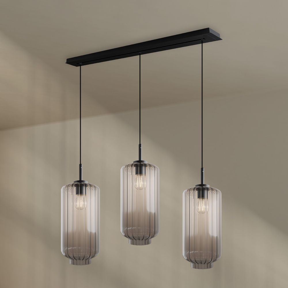 s.luce Velo Lampe suspendue de table à manger 3-flamme 120cm Ø 18cm