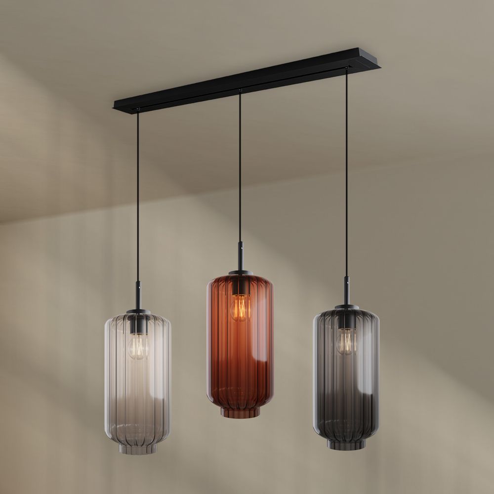 s.luce Velo Lampe suspendue de table à manger 3-flamme 120cm Ø 18cm
