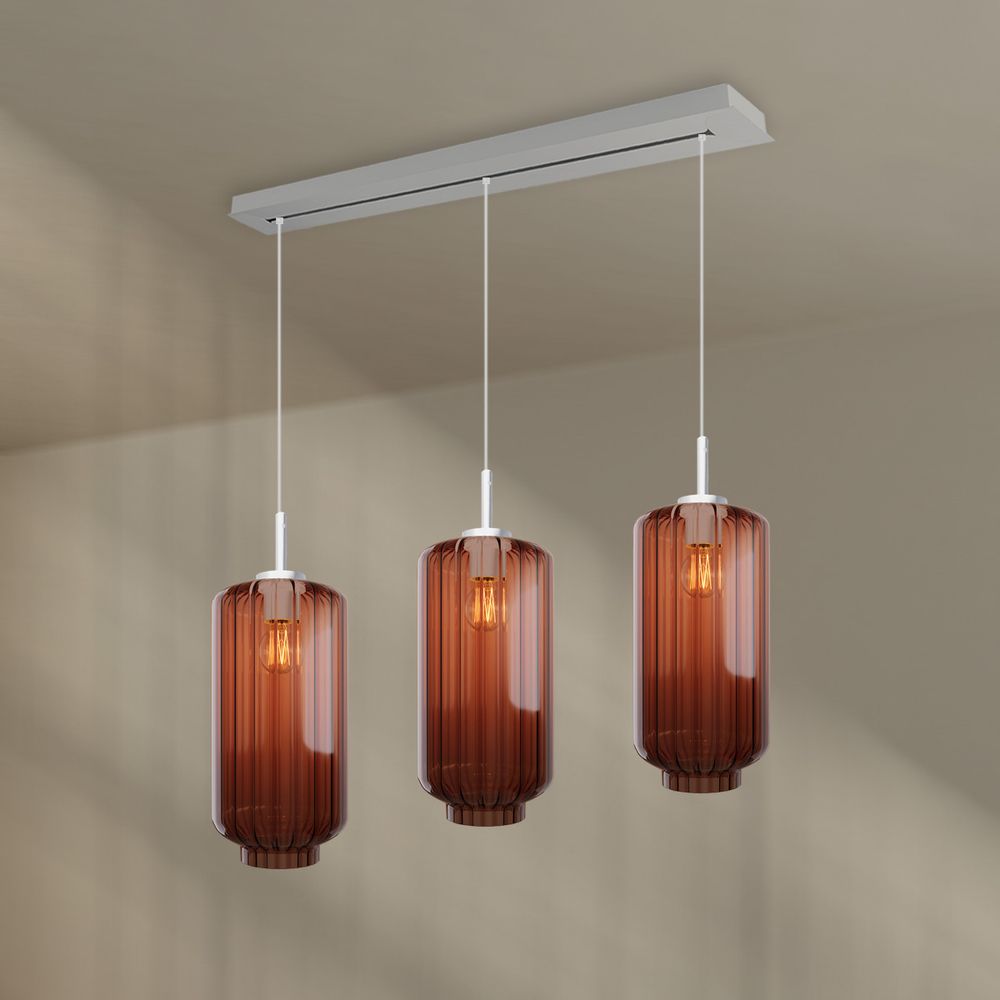 s.luce Velo Lampe suspendue de table à manger 3-flamme 120cm Ø 18cm