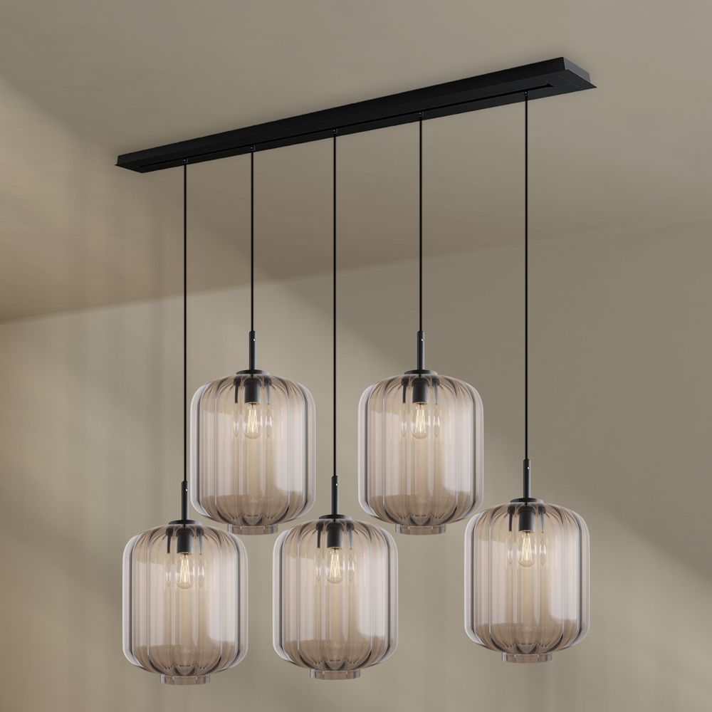 s.luce Velo Lampe de salle à manger 5 flammes baldaquin 160cm Ø 25cm