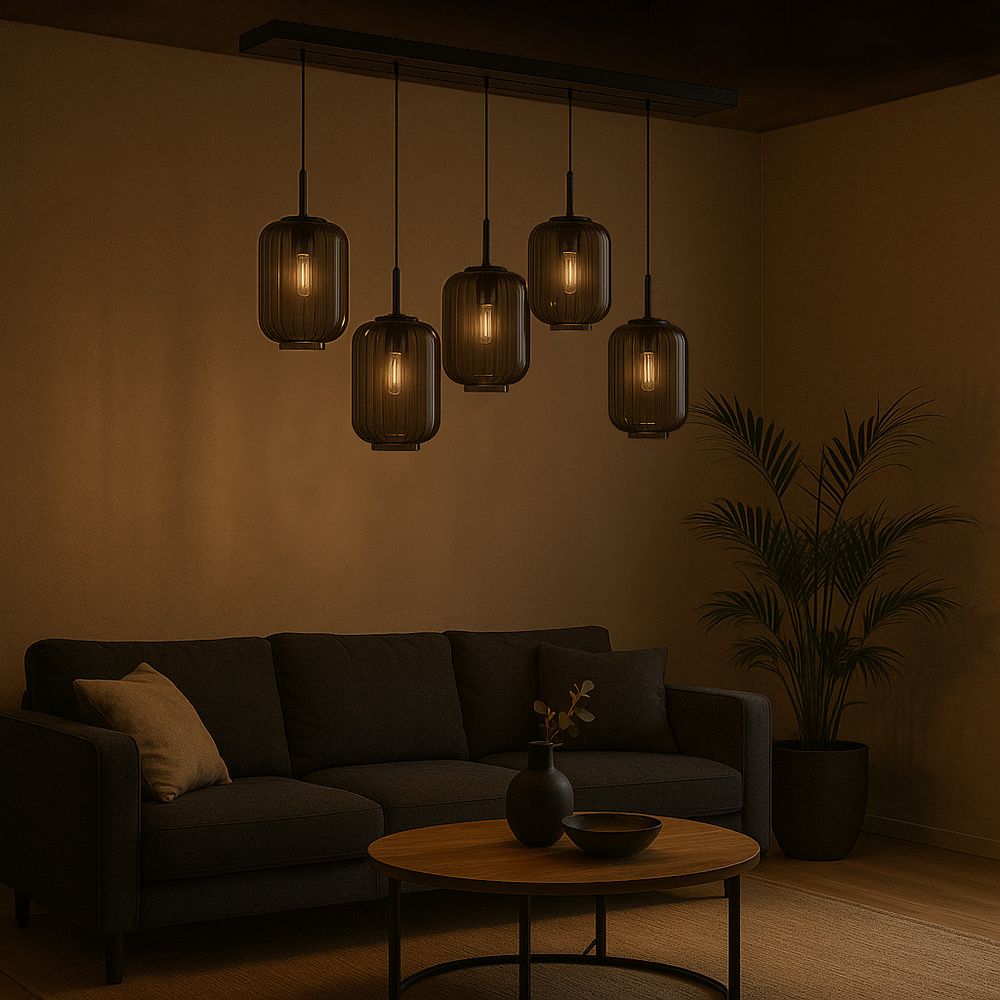 s.luce Velo Lampe de salle à manger 5 flammes baldaquin 160cm Ø 25cm