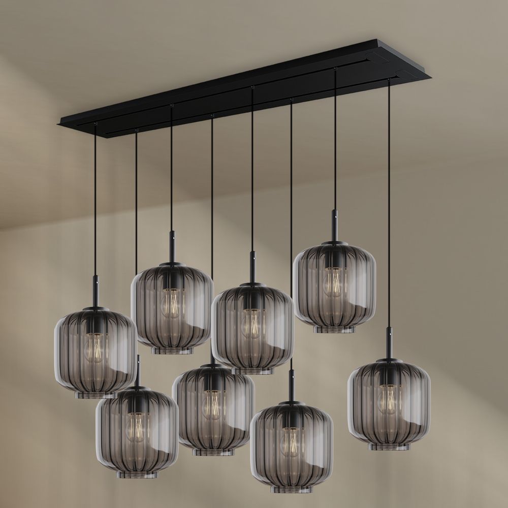 s.luce Velo Lampe de salle à manger 8 flammes 160cm 2 rangées Ø 20cm