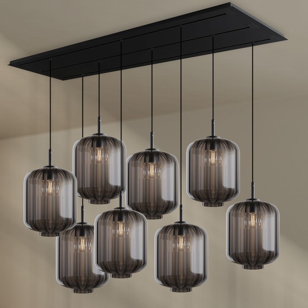 s.luce Velo Lampe de salle à manger 8 flammes 200cm 3 rangées Ø 25cm