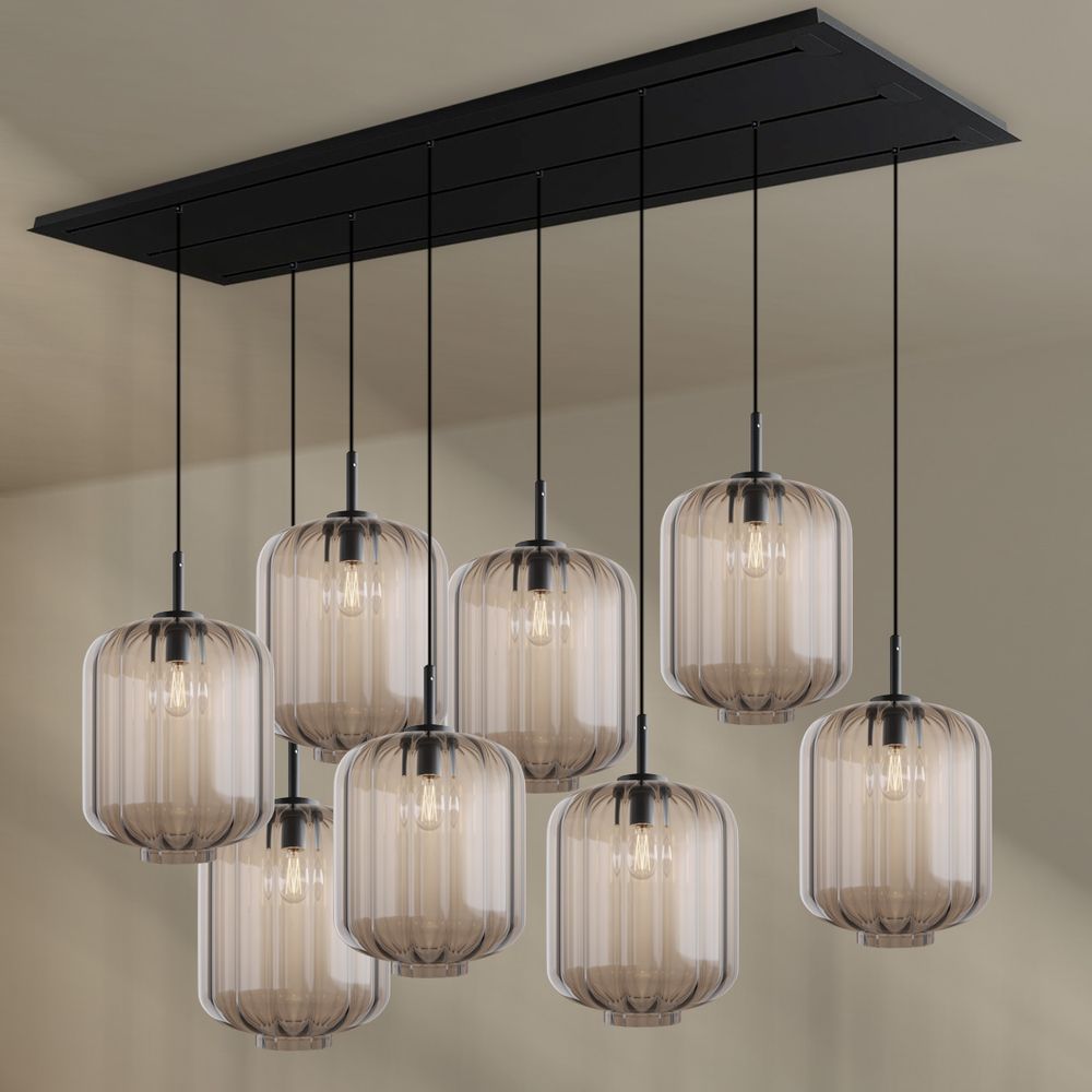 s.luce Velo Lampe de salle à manger 8 flammes 200cm 3 rangées Ø 25cm