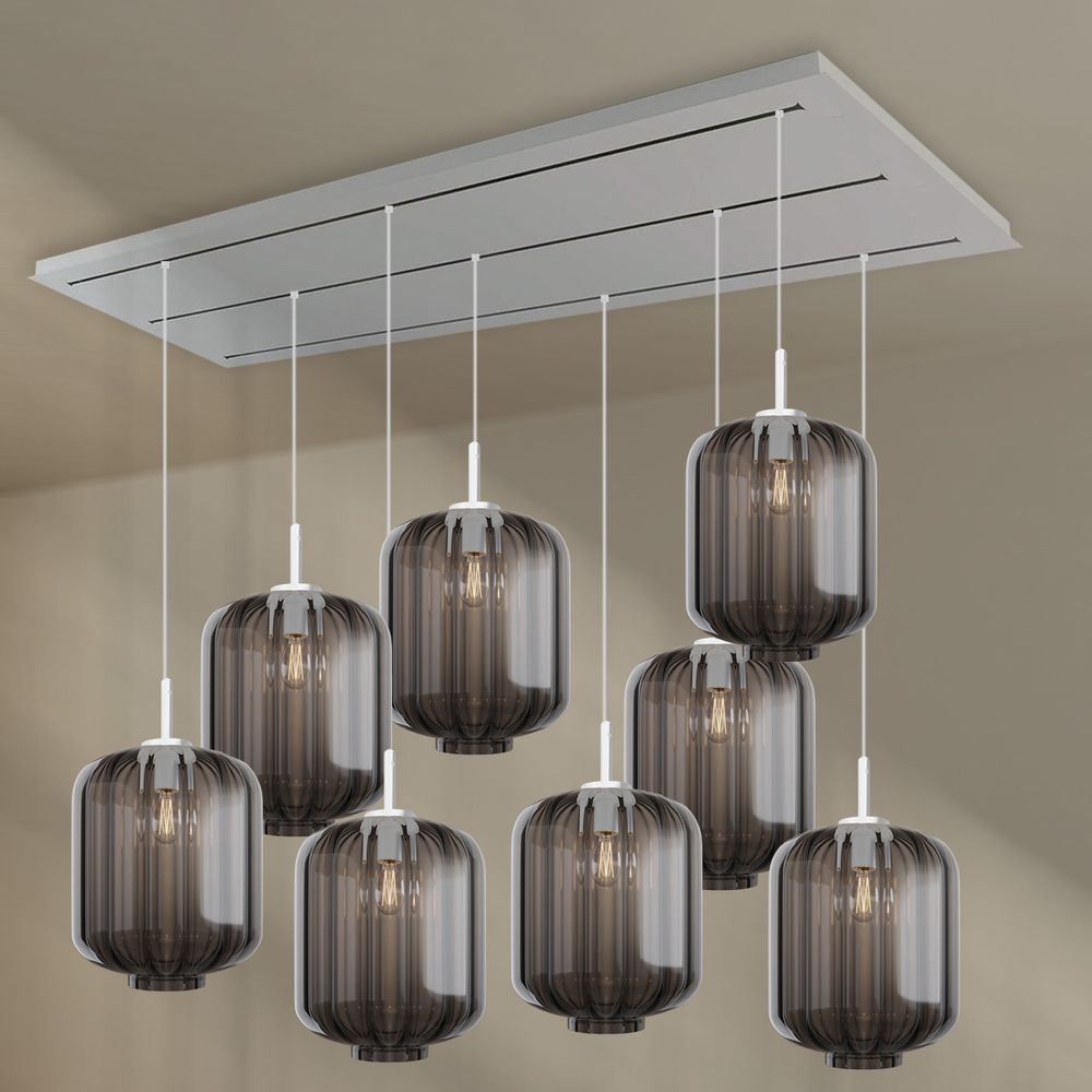 s.luce Velo Lampe de salle à manger 8 flammes 200cm 3 rangées Ø 25cm