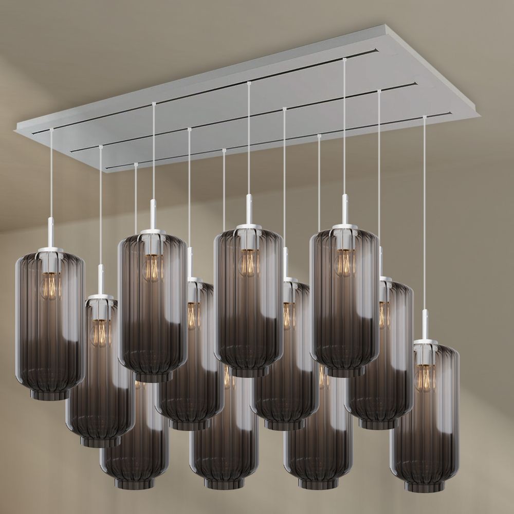 s.luce Velo Lampe de salle à manger 12 flammes 200cm 3 rangées Ø 18cm