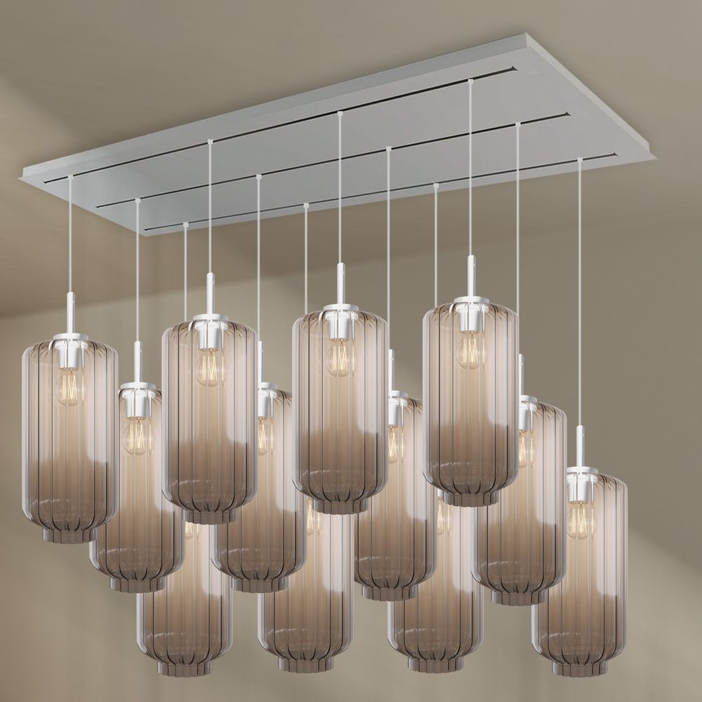 s.luce Velo Lampe de salle à manger 12 flammes 200cm 3 rangées Ø 18cm