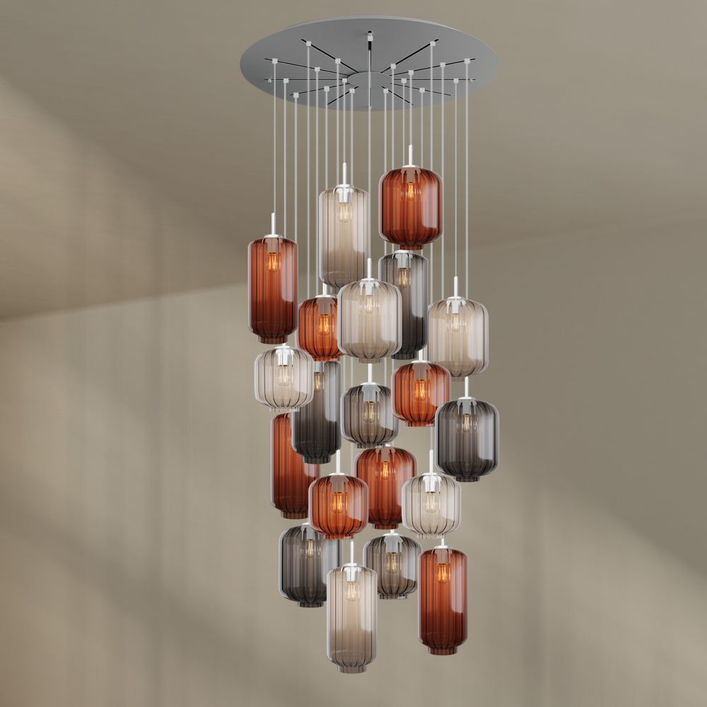 s.luce Velo lampe de galerie 20 flammes Ø 120cm Ø 18/20/25cm