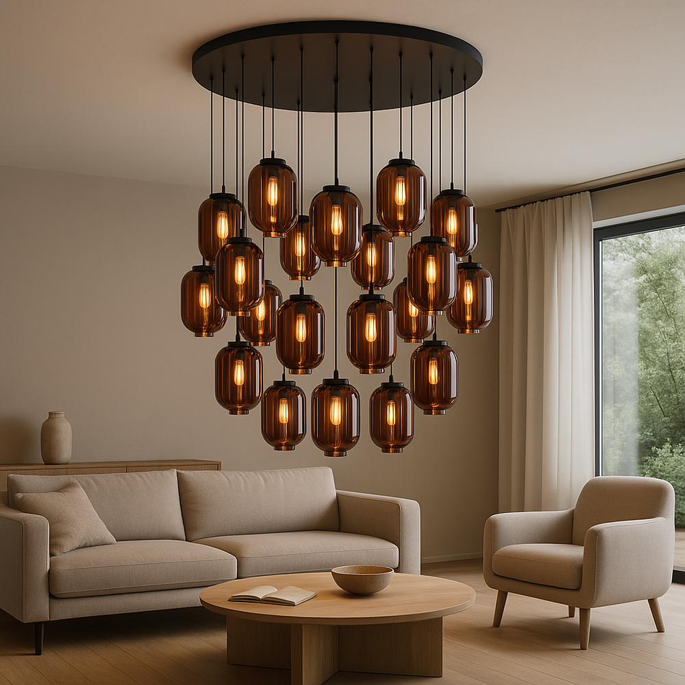 s.luce Velo Lampe à galerie suspendue 20 flammes Ø 120cm Ø 18cm