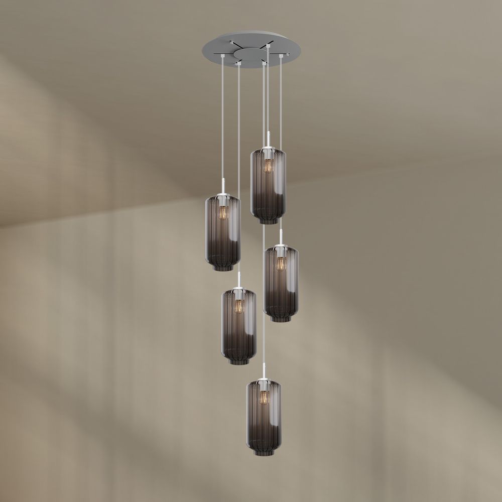 s.luce Velo lampe de galerie 5 flammes Ø 60cm baldaquin Ø 18cm