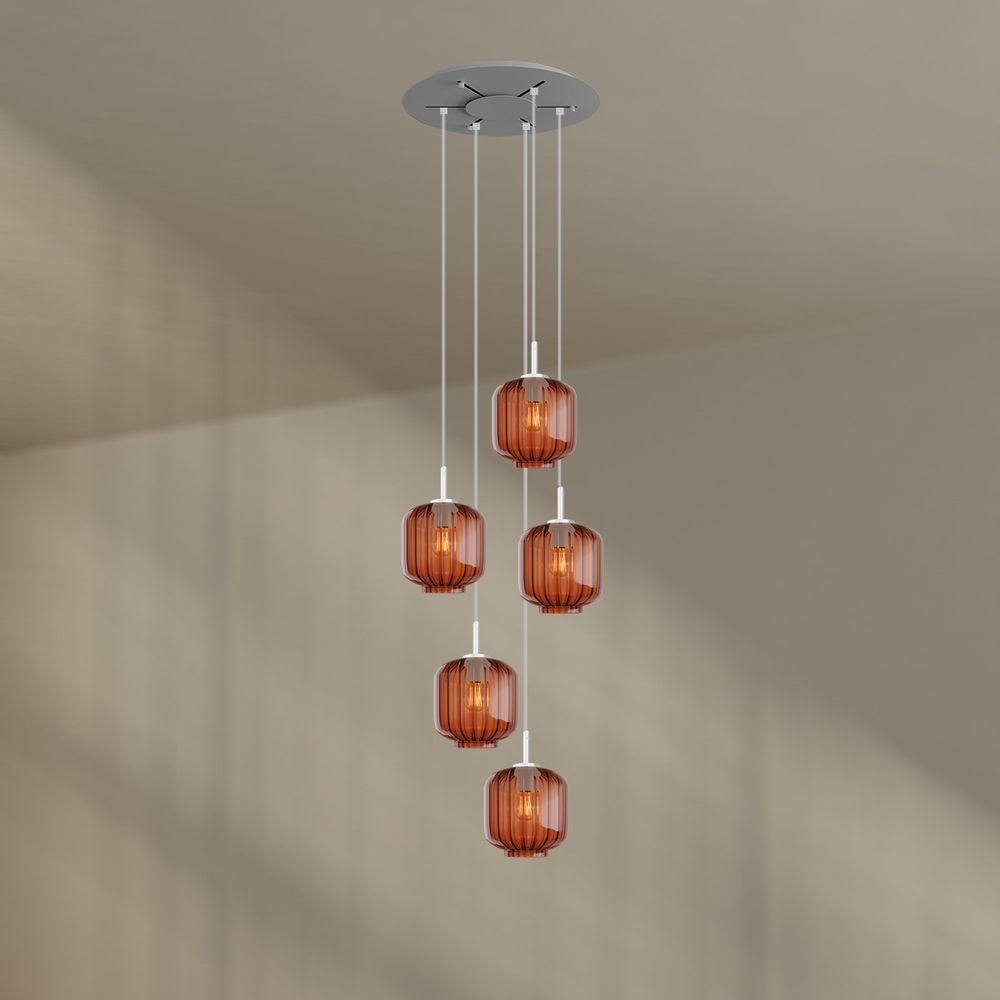 s.luce Velo lampe de galerie à 5 flammes Ø 60cm baldaquin Ø 20cm