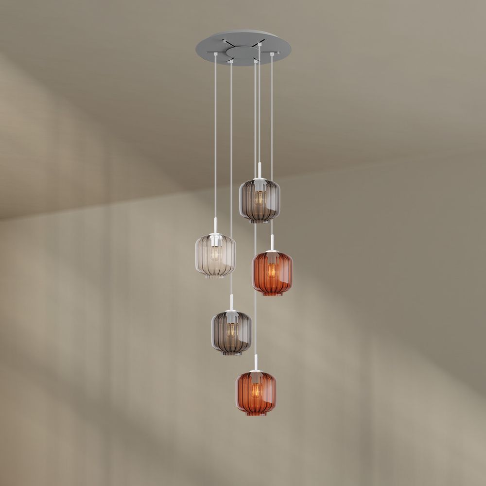 s.luce Velo lampe de galerie à 5 flammes Ø 60cm baldaquin Ø 20cm