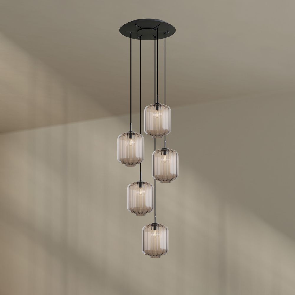s.luce Velo Lampe à suspendre à 5 flammes Ø 60cm Baldaquin Ø 25cm