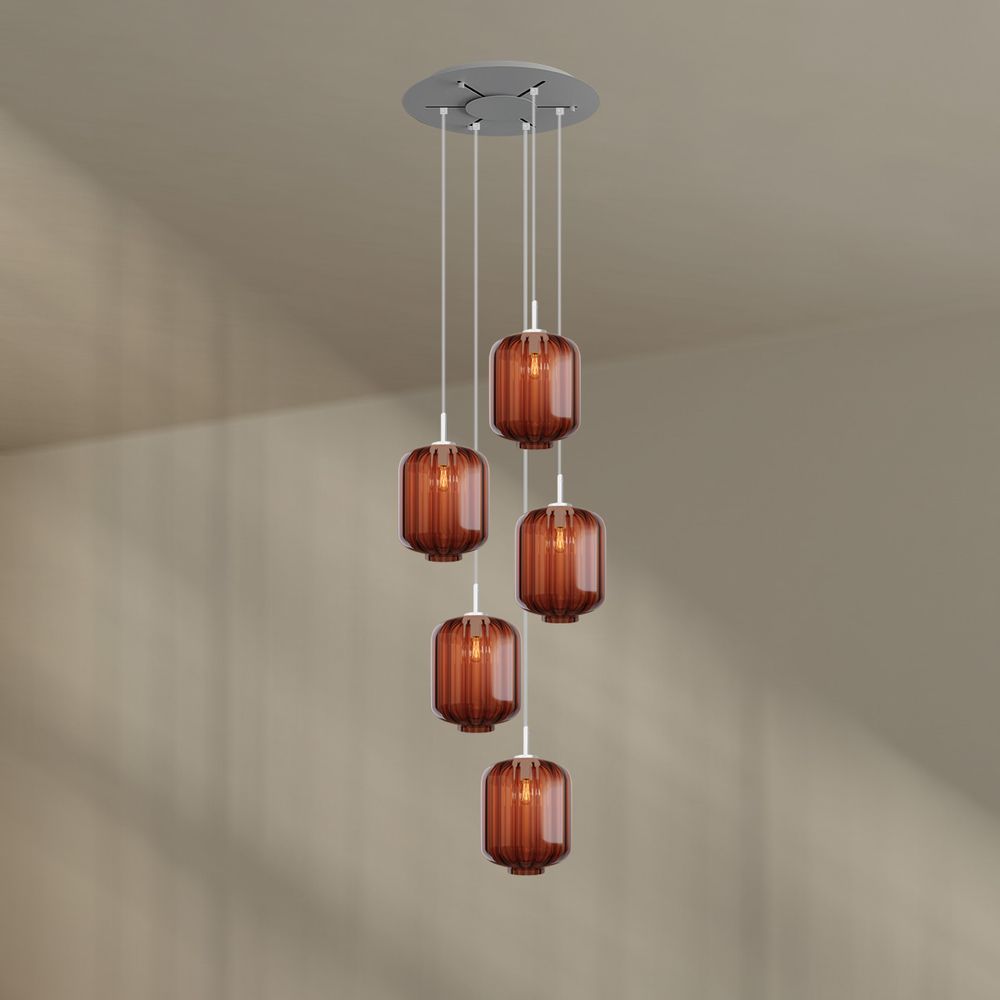 s.luce Velo Lampe à suspendre à 5 flammes Ø 60cm Baldaquin Ø 25cm