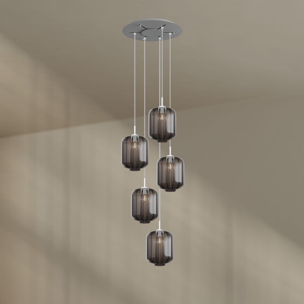 s.luce Velo Lampe à suspendre à 5 flammes Ø 60cm Baldaquin Ø 25cm