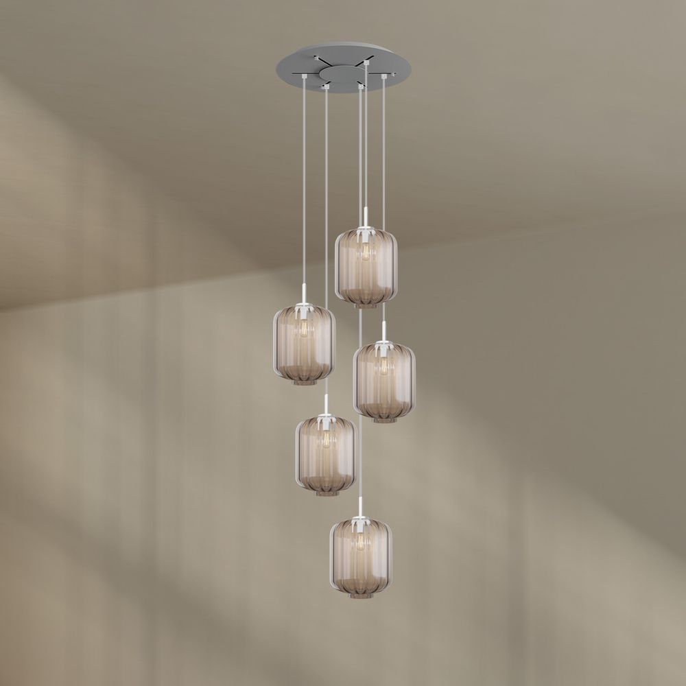 s.luce Velo Lampe à suspendre à 5 flammes Ø 60cm Baldaquin Ø 25cm