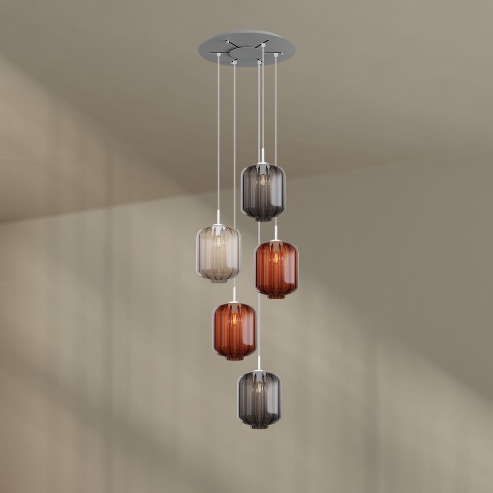 s.luce Velo Lampe à suspendre à 5 flammes Ø 60cm Baldaquin Ø 25cm
