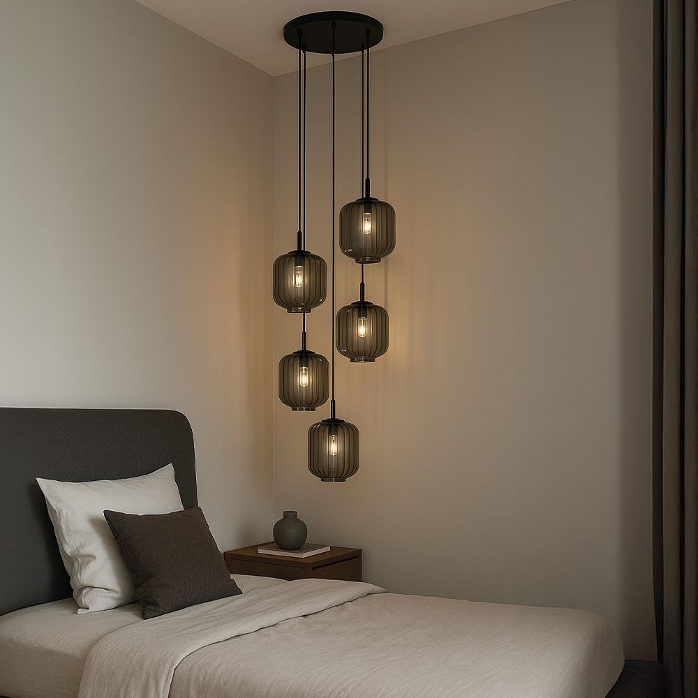 s.luce Velo Lampe à suspendre à 5 flammes Ø 60cm Baldaquin Ø 25cm