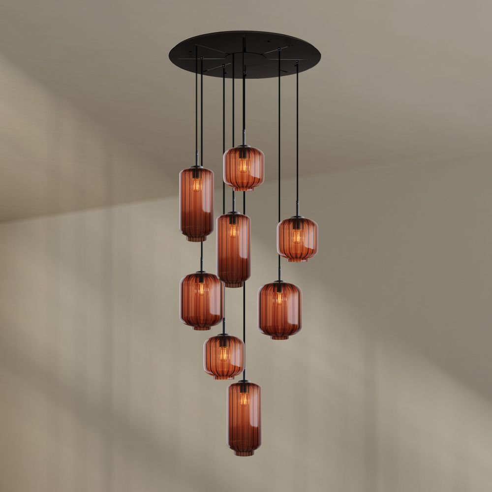 s.luce Velo lampe de galerie 8 flammes Ø 80cm baldaquin Ø 18/20/25cm