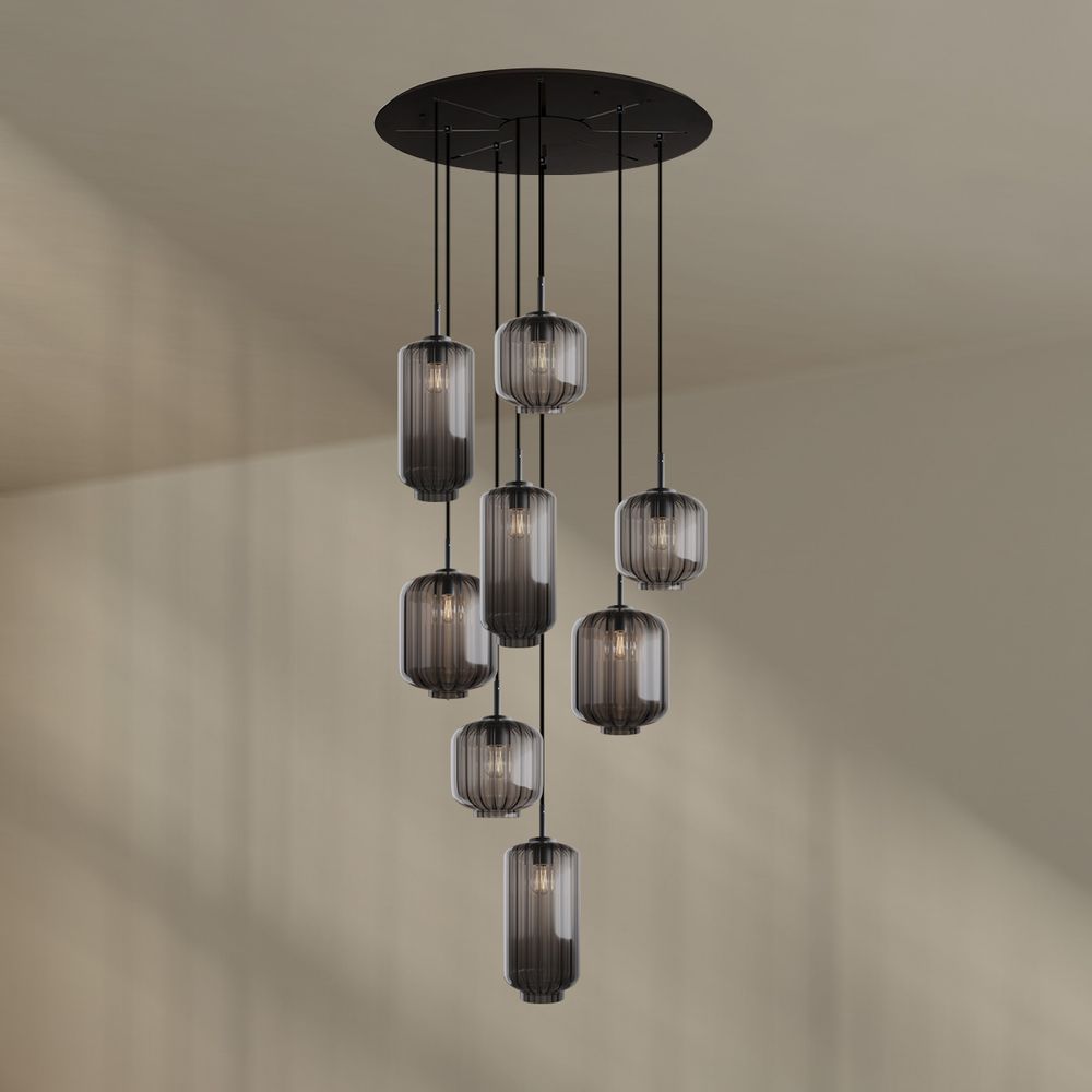 s.luce Velo lampe de galerie 8 flammes Ø 80cm baldaquin Ø 18/20/25cm