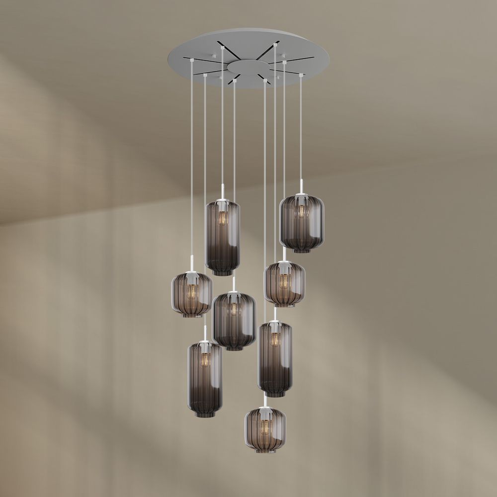 s.luce Velo lampe de galerie 8 flammes Ø 80cm baldaquin Ø 18/20/25cm