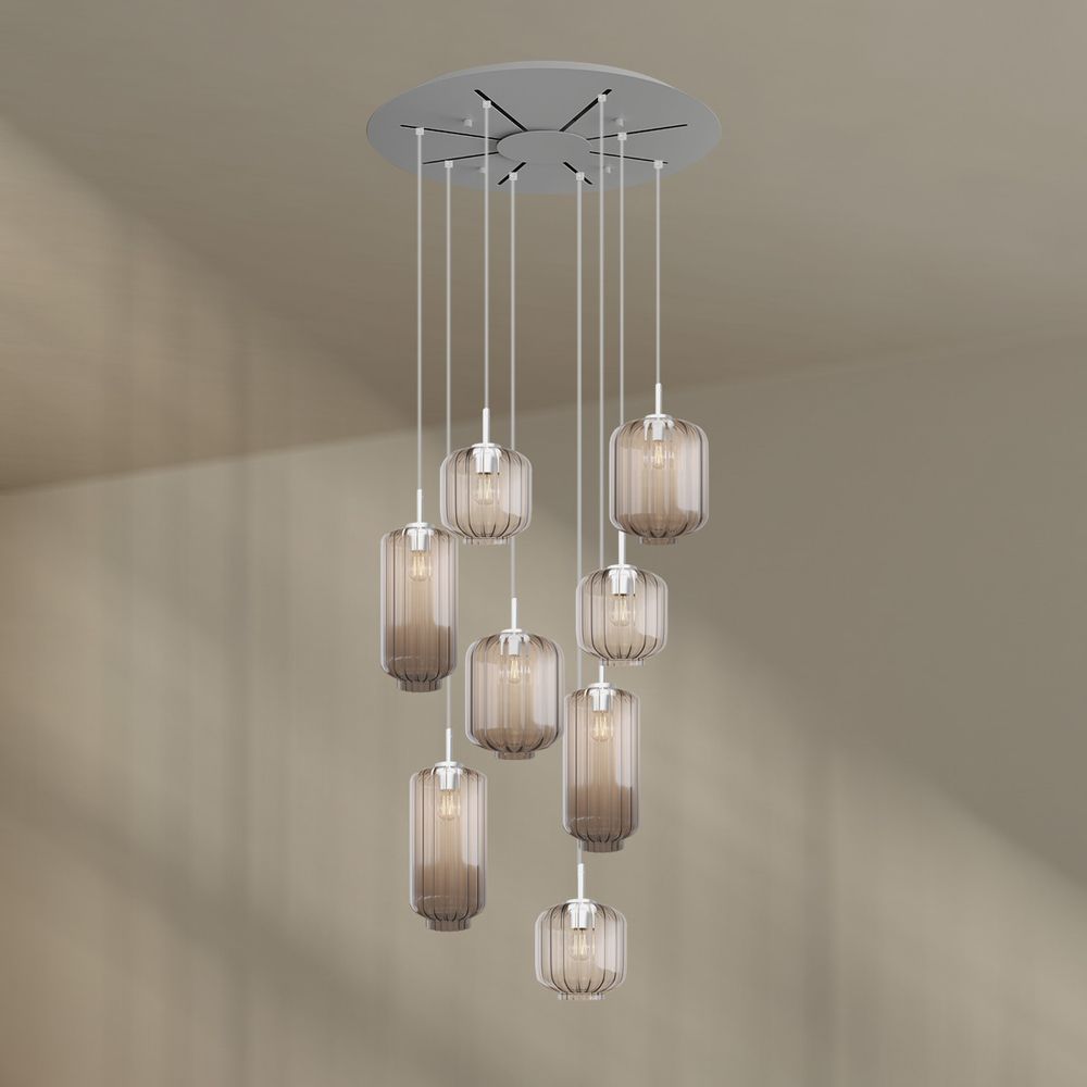 s.luce Velo lampe de galerie 8 flammes Ø 80cm baldaquin Ø 18/20/25cm