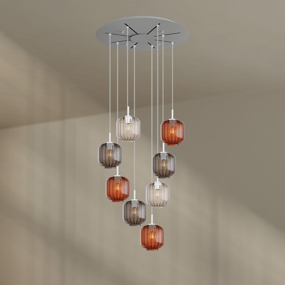 s.luce Velo lampe de galerie 8 flammes Ø 80cm baldaquin Ø 20cm