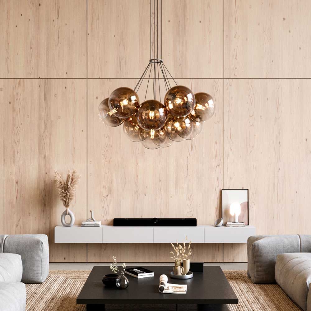 s.luce Cluster glass globe gallery lampada a sospensione a 3 luci