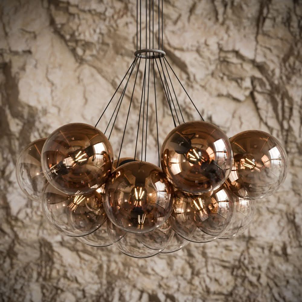 s.luce Cluster glass globe gallery lampada a sospensione a 3 luci
