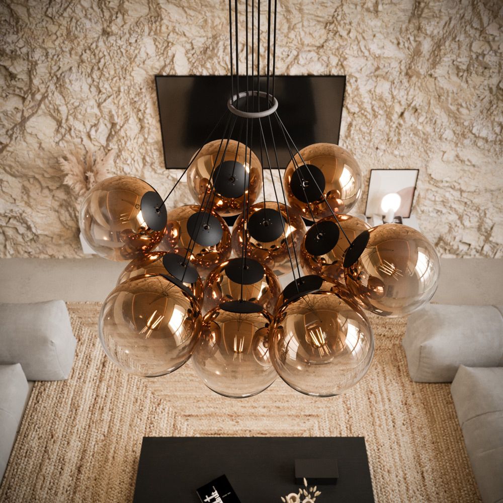 s.luce Cluster glass globe gallery light lampada a sospensione a 7 luci