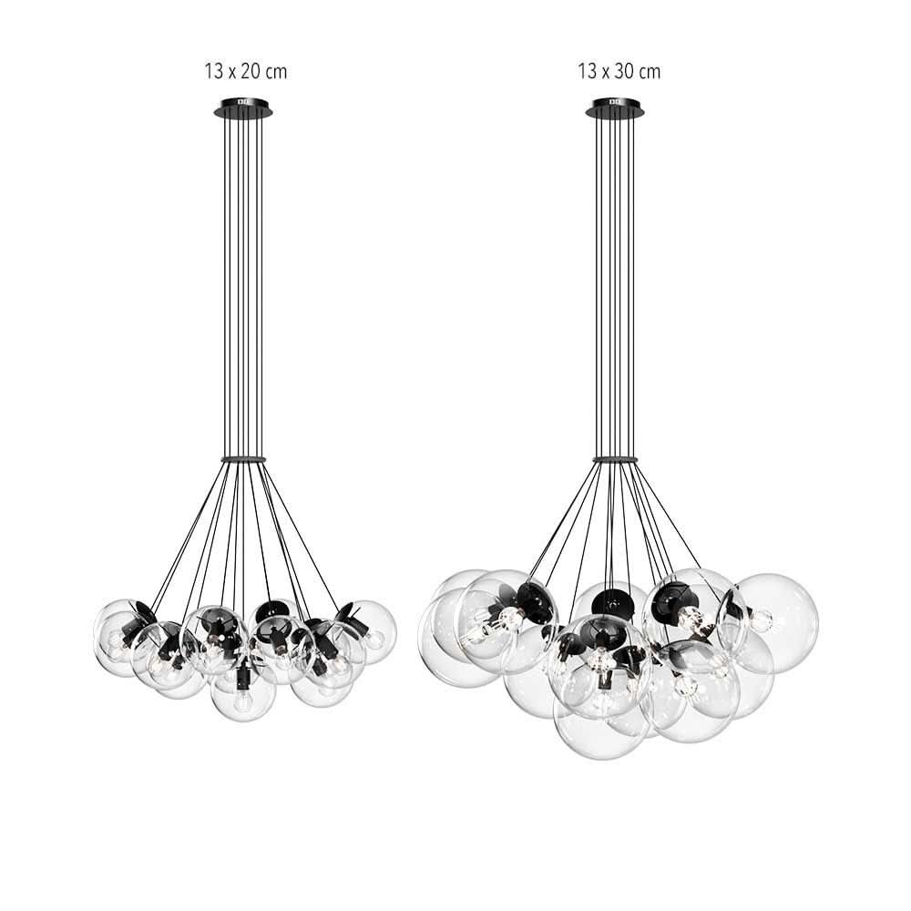 s.luce cluster glass globe gallery light lampada a sospensione 13-light