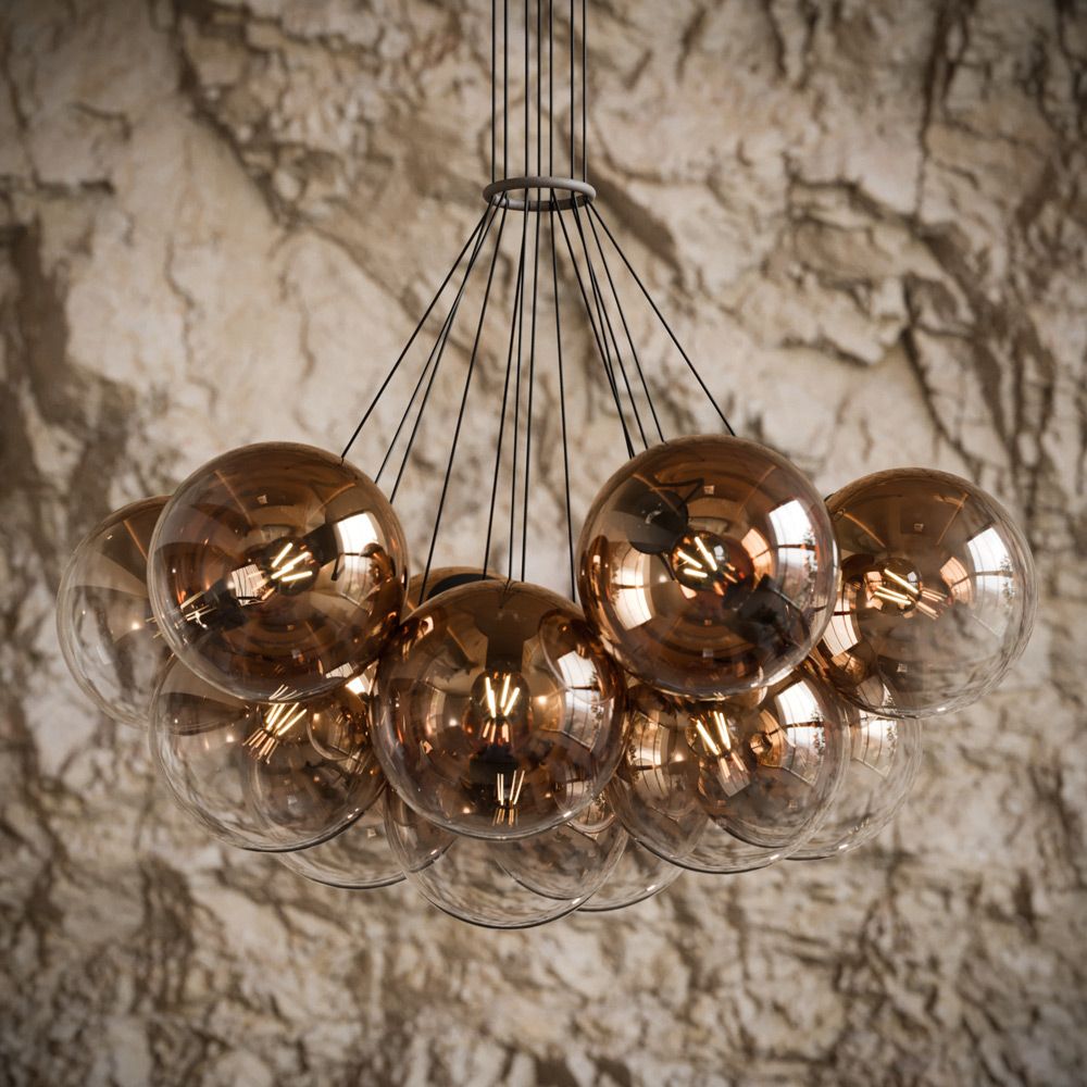 s.luce cluster glass globe gallery light lampada a sospensione 13-light