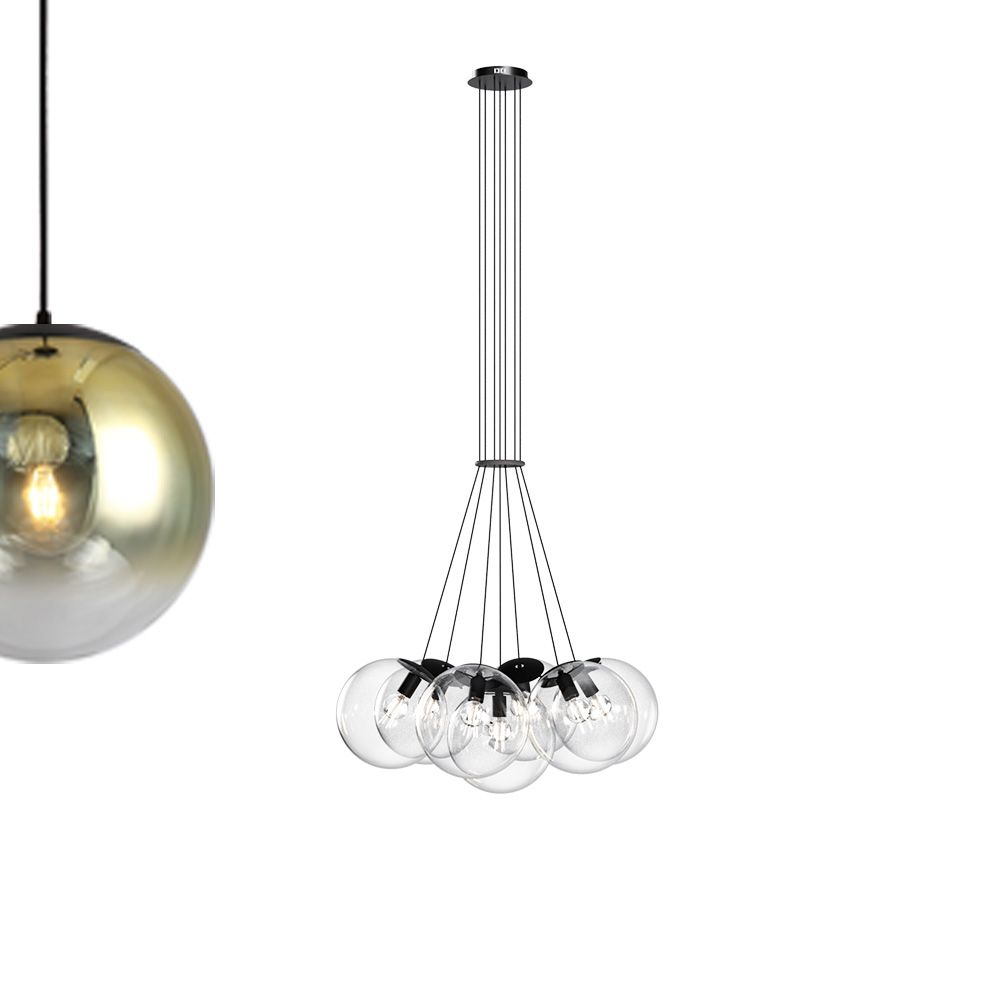 s.luce Cluster glass globe gallery light lampada a sospensione a 7 luci