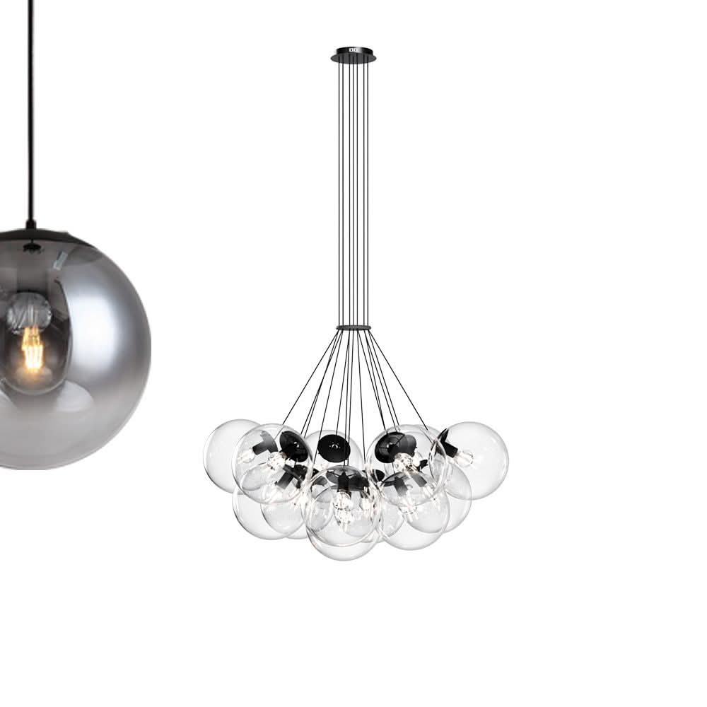s.luce cluster glass globe gallery light lampada a sospensione 13-light